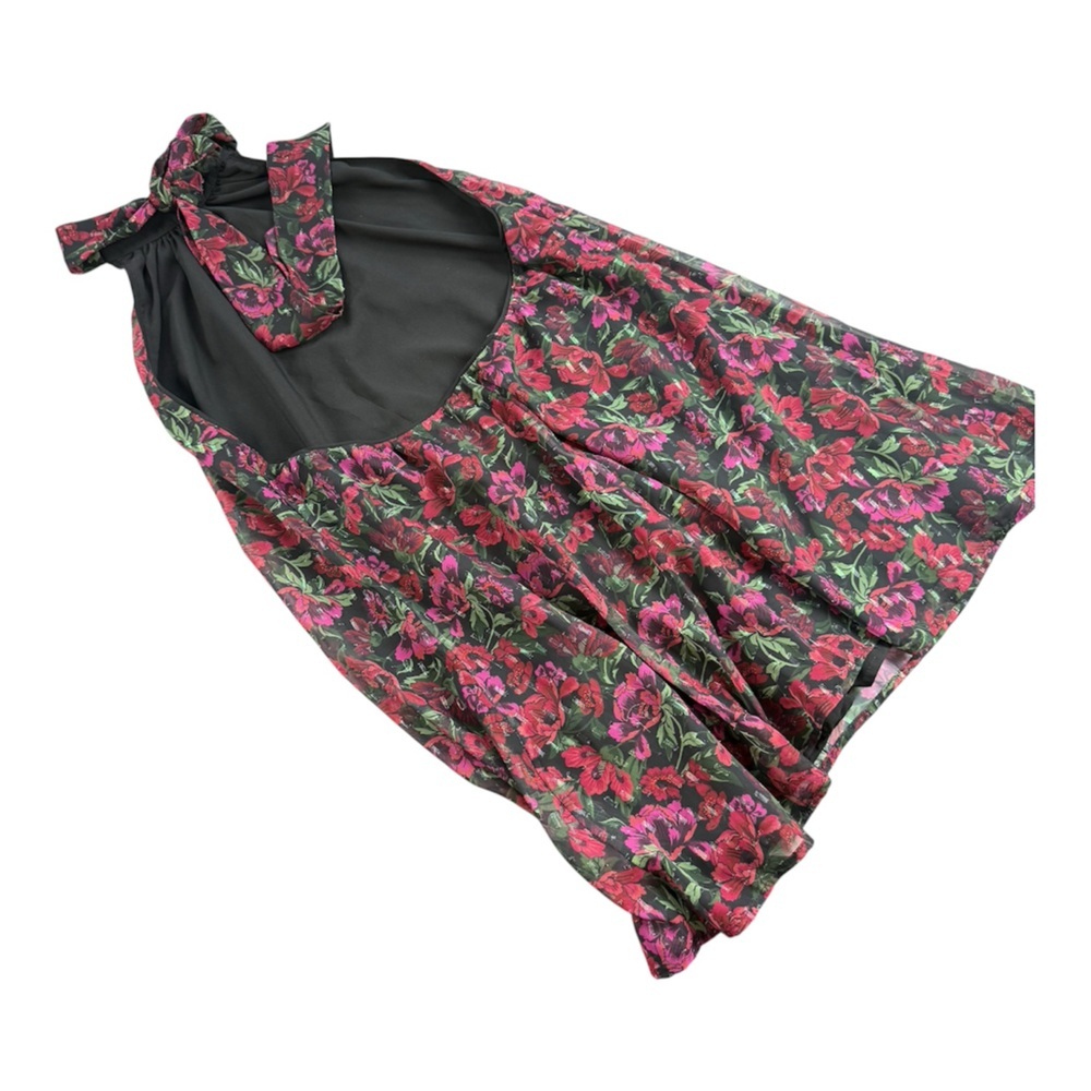 MAJORELLE Lallina Halter Mini Revolve Dress Wine Floral Open Back Women’s Medium - Picture 4 of 10